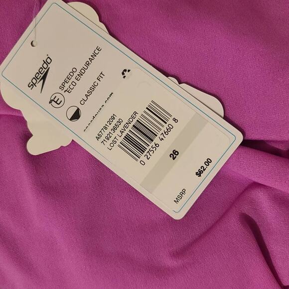 NWT Speedo Solid The One Back One Piece - 0 / 26 - lost lavendar - 0 / 26 - Picture 4 of 5